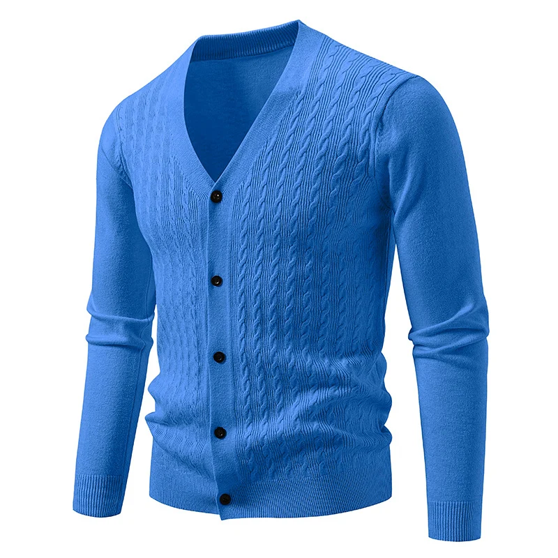 Herren Feinstrick-Cardigan mit Zopfmuster, V‑Ausschnitt und Knopfleiste Nord Taschen