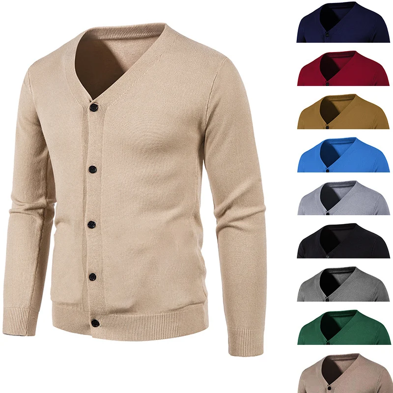 Herren Feinstrick-Cardigan mit V-Ausschnitt, schmaler Passform und Knopfleiste Nord Taschen