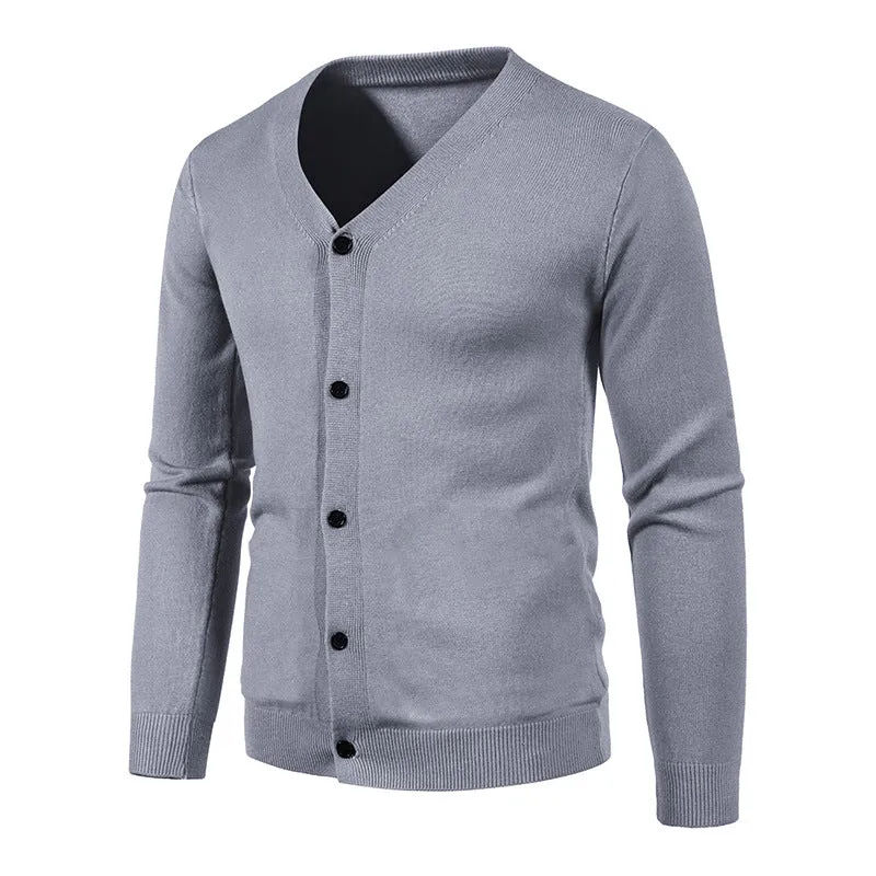 Herren Feinstrick-Cardigan mit V-Ausschnitt, schmaler Passform und Knopfleiste Nord Taschen