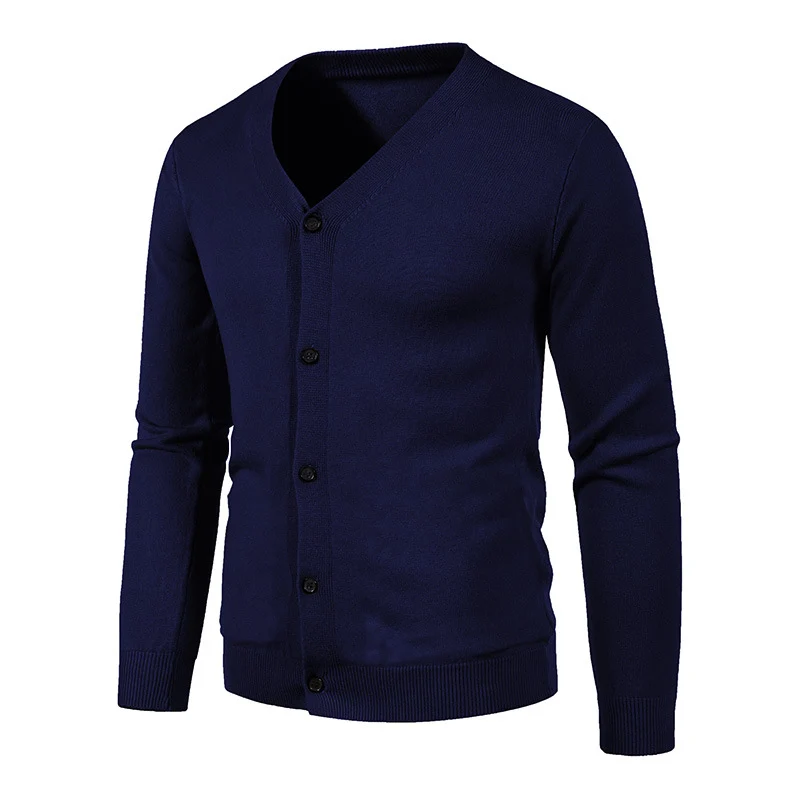 Herren Feinstrick-Cardigan mit V-Ausschnitt, schmaler Passform und Knopfleiste Nord Taschen
