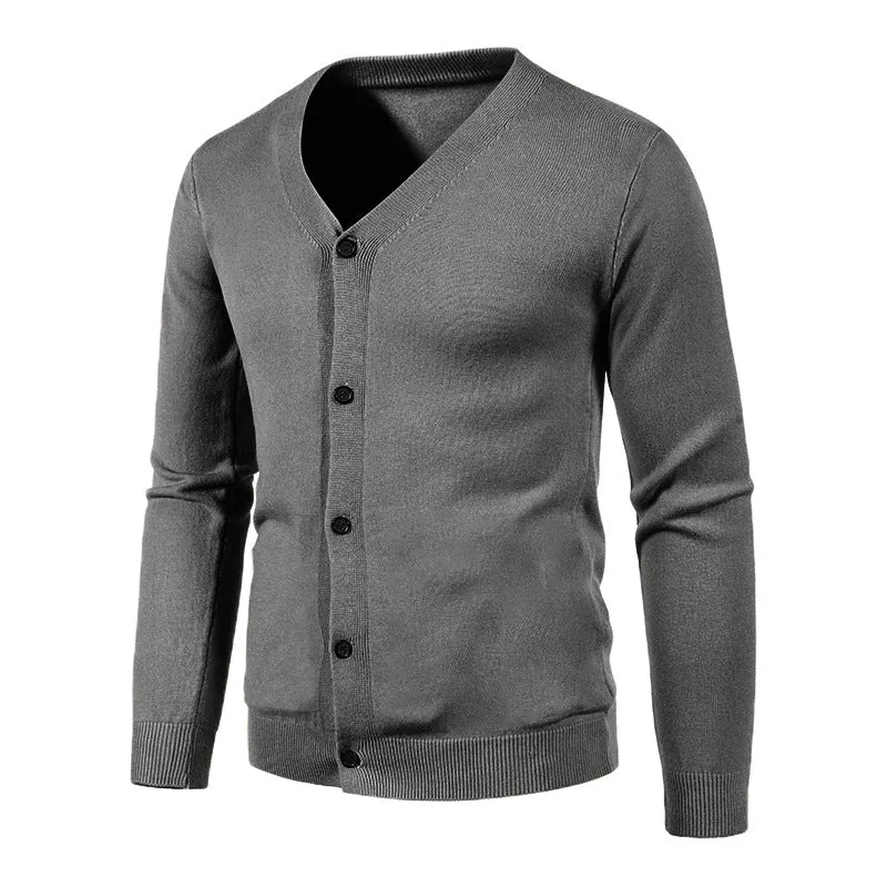 Herren Feinstrick-Cardigan mit V-Ausschnitt, schmaler Passform und Knopfleiste Nord Taschen