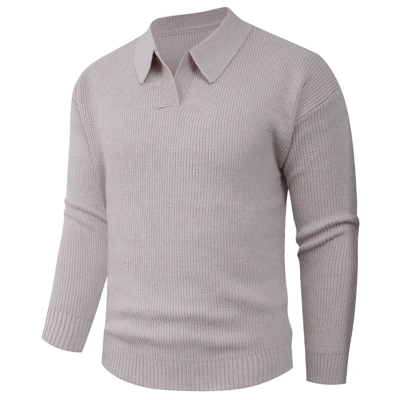 Herren Feines Strick-Poloshirt mit Hemdkragen und geripptem Saum Nord Taschen