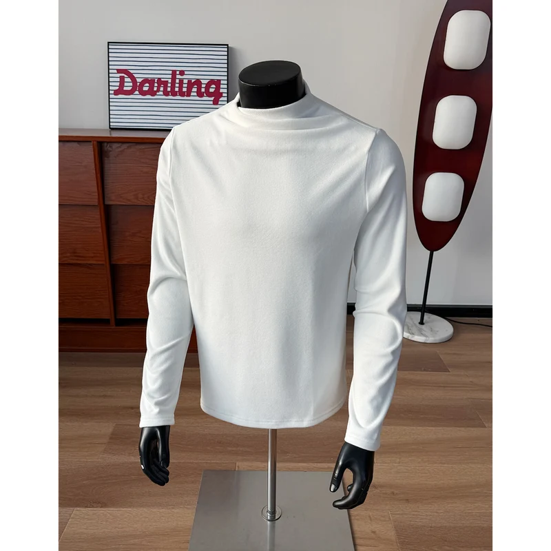 Herren Feines Stretch-Langarmshirt mit kurzem Stehkragen und schlanker Silhouette Nord Taschen
