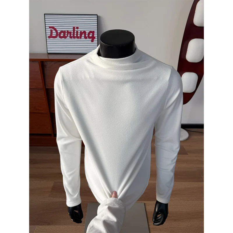 Herren Feines Stretch-Langarmshirt mit kurzem Stehkragen und schlanker Silhouette Nord Taschen