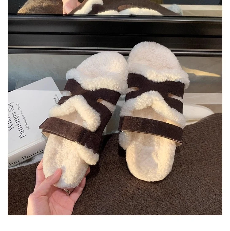 Damen Teddy-gefütterte Pantoletten mit verstellbaren Riemen Nord Taschen