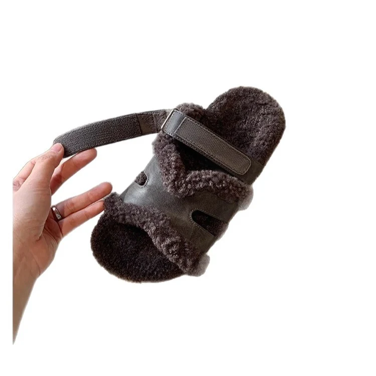 Damen Teddy-gefütterte Pantoletten mit verstellbaren Riemen Nord Taschen