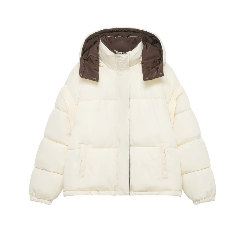 Damen Oversize-Steppjacke mit Kapuze und hohem Stehkragen Nord Taschen