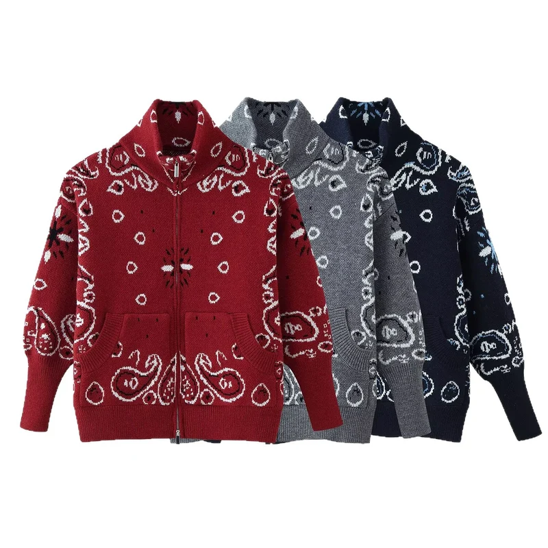Damen Rollkragenpullover mit Allover-Bandana-Jacquard Nord Taschen