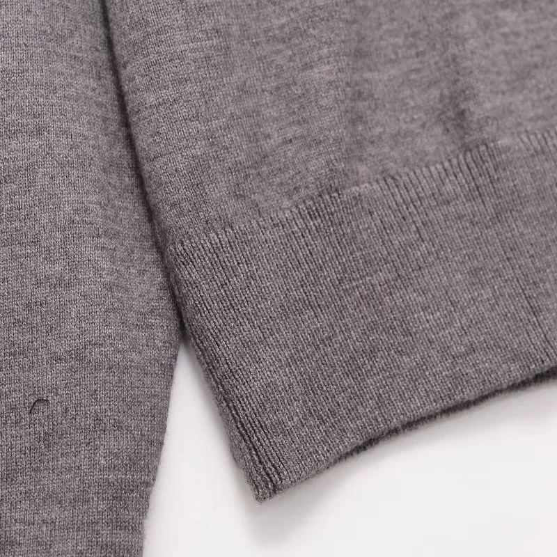 Damen Polokragen-Feinstrickpullover mit Knopfleiste und geripptem Saum Nord Taschen