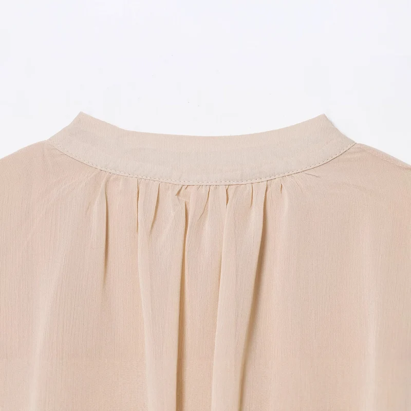 Damen Plissiertes Hemdblusenkleid mit Stehkragen, durchgehender Knopfleiste und Taillengürtel Nord Taschen