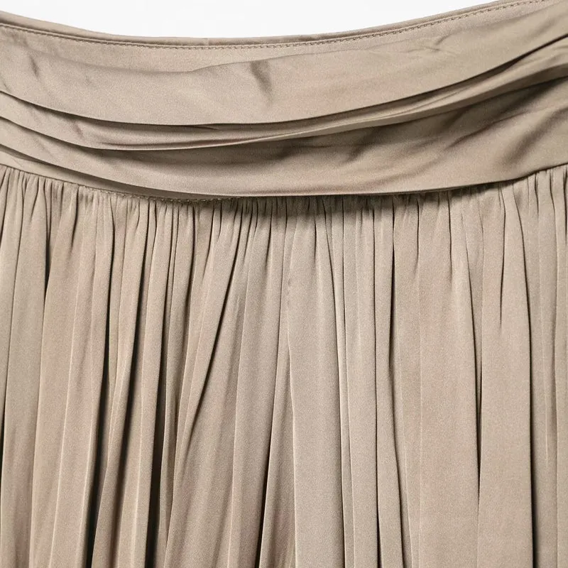 Damen Plissierter Satin‑Haremrock mit voluminöser Silhouette und gerafften Bündchen Nord Taschen