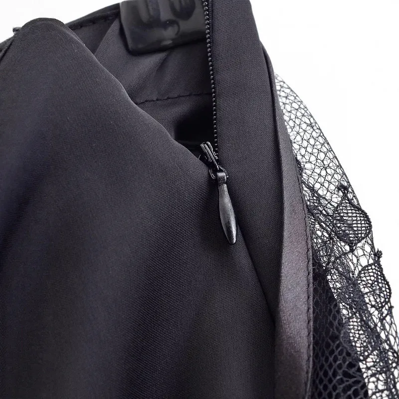 Damen weite Satinhose mit Spitzen‑Überwurf und Bindegürtel Nord Taschen
