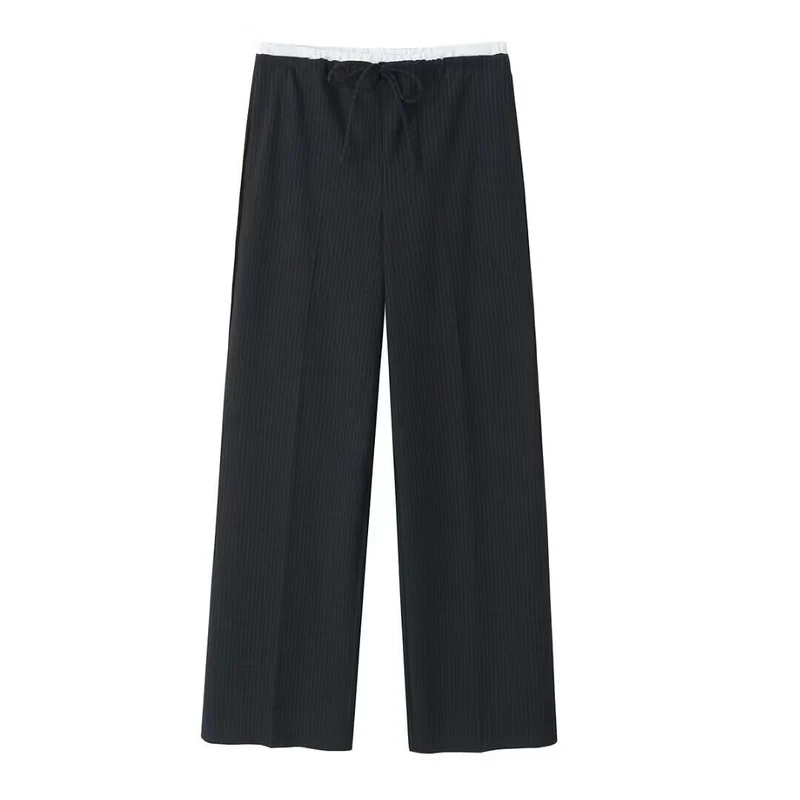 Damen Weite Palazzo‑Hose mit Tunnelzugbund und feiner Bügelfalte Nord Taschen