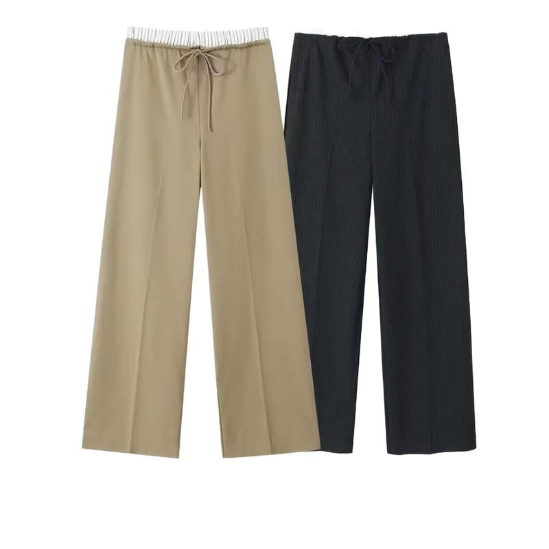 Damen Weite Palazzo‑Hose mit Tunnelzugbund und feiner Bügelfalte Nord Taschen