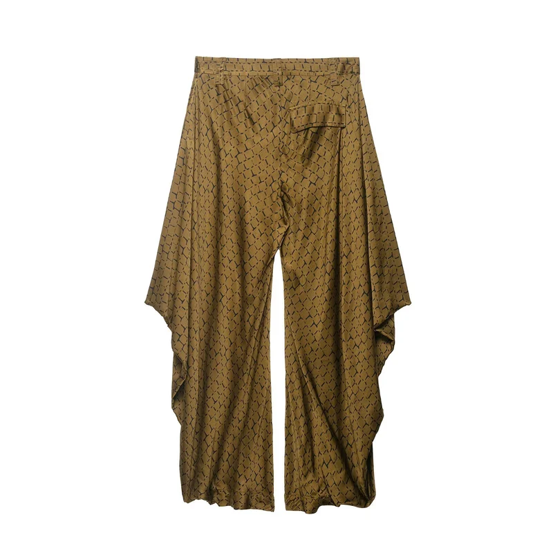 Damen Weite Palazzo-Hose mit asymmetrischem Volantsaum Nord Taschen