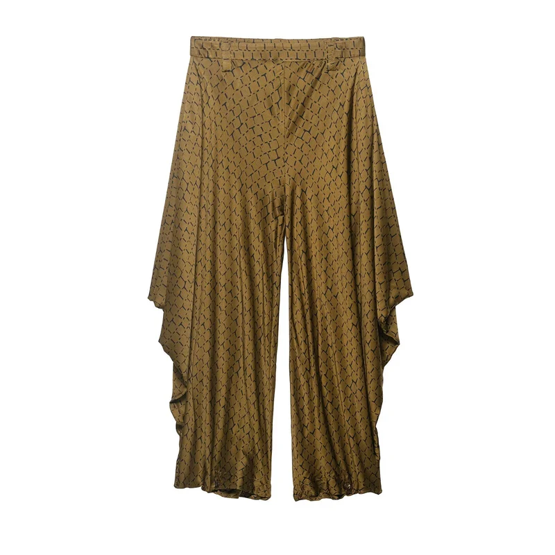 Damen Weite Palazzo-Hose mit asymmetrischem Volantsaum Nord Taschen