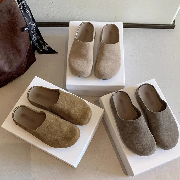 Damen Geschlossene Veloursleder-Pantolette mit gepolstertem Komfortfußbett Nord Taschen