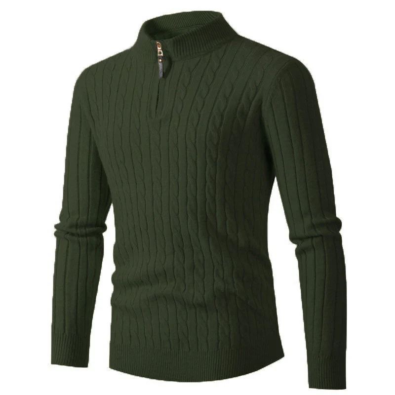 Herren Feiner Zopfstrick‑Halbzip‑Mockneck‑Pullover Nord Taschen