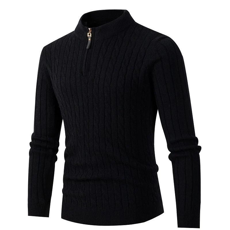 Herren Feiner Zopfstrick‑Halbzip‑Mockneck‑Pullover Nord Taschen