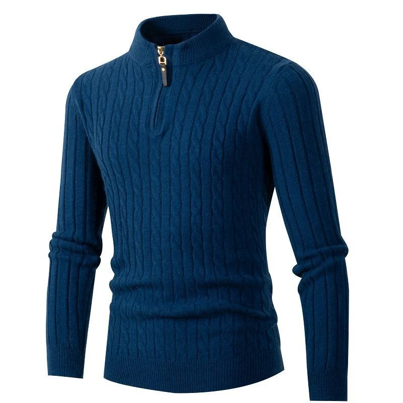 Herren Feiner Zopfstrick‑Halbzip‑Mockneck‑Pullover Nord Taschen