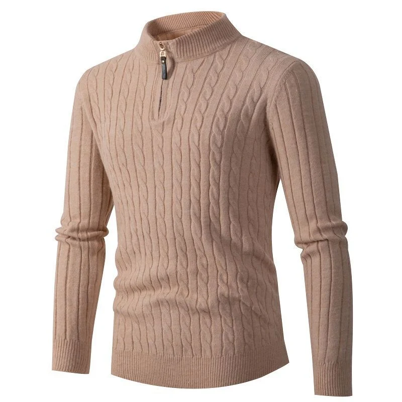 Herren Feiner Zopfstrick‑Halbzip‑Mockneck‑Pullover Nord Taschen