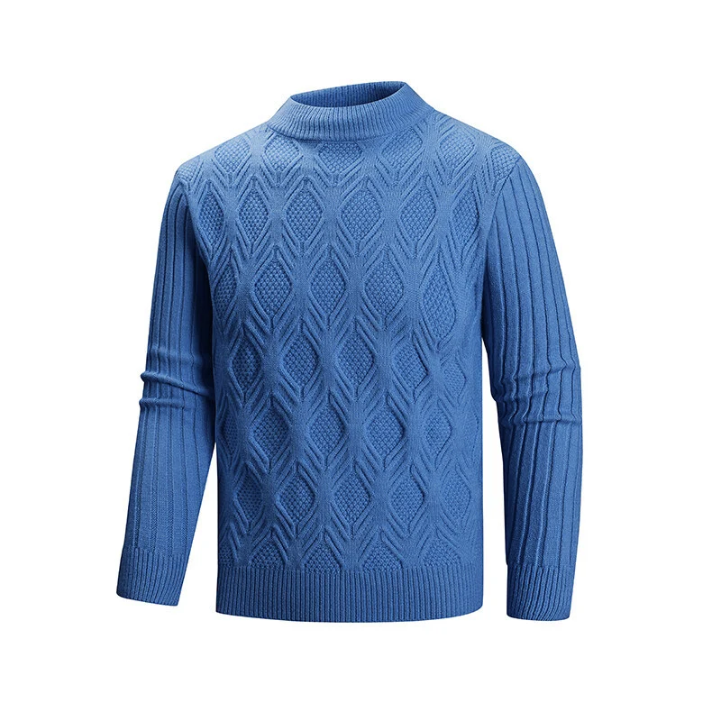 Herren Feiner Zopfmuster-Pullover mit kurzem Stehkragen und Raglanärmeln Nord Taschen