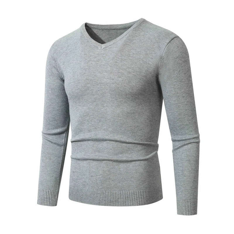 Herren Feiner V-Ausschnitt Feinstrickpullover mit schmalem Rippsaum Nord Taschen