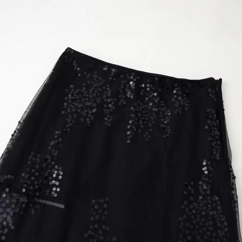 Damen Maxirock aus Tüll mit Paillettenbesatz und innenliegendem Mini-Futter Nord Taschen