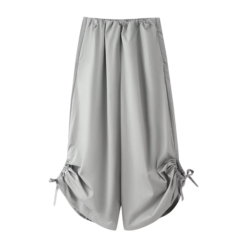 Damen Maxirock aus Satin mit seitlicher Raffung und Bindebändern Nord Taschen