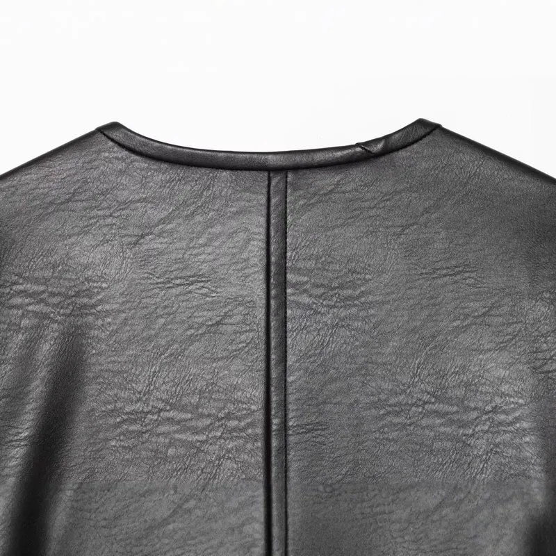Damen Oversize Kunstlederjacke mit kinesi‑inspirierten Kordelverschlüssen Nord Taschen
