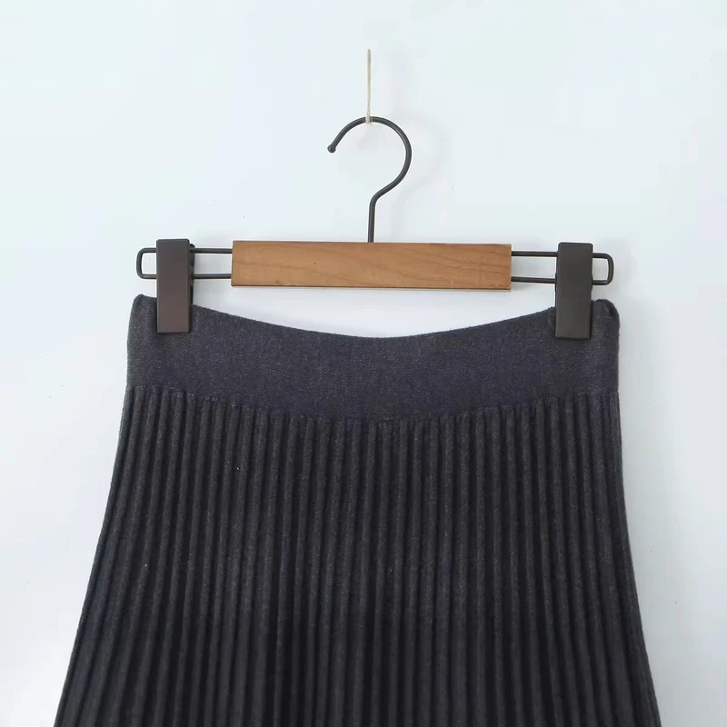 Damen Plissierter Maxirock mit hoher Taille und Elastikbund Nord Taschen