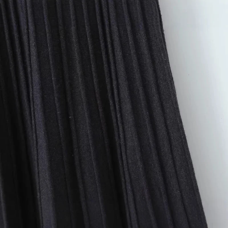 Damen Plissierter Maxirock mit hoher Taille und Elastikbund Nord Taschen