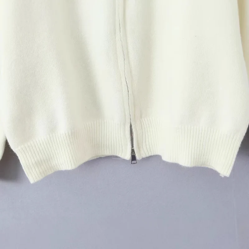 Damen Oversized Zipp-Cardigan aus feinem Strick mit hohem Rippkragen Nord Taschen