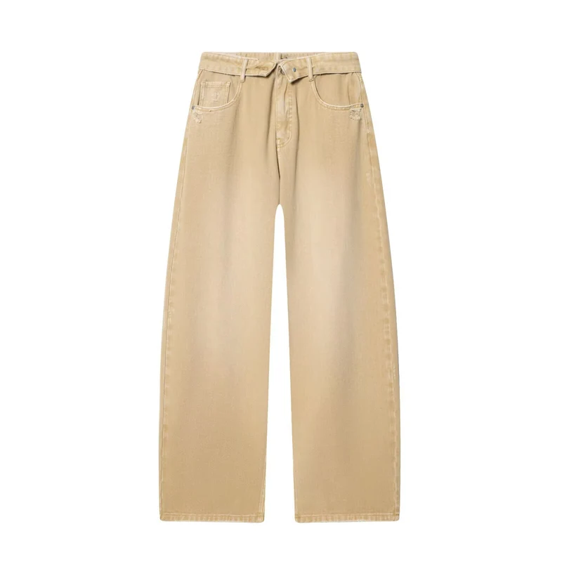 Damen Weite Highwaist-Jeans im Carpenter-Stil mit Distressed-Details Nord Taschen