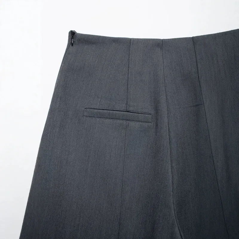 Damen Weite Highwaist-Hose mit Mittelnaht und Frontschlitz Nord Taschen