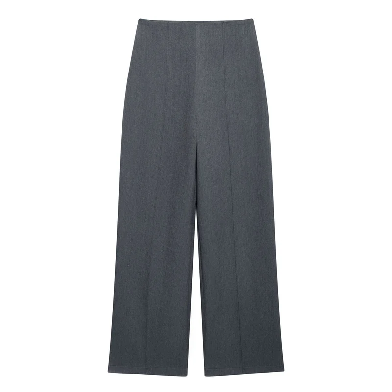 Damen Weite Highwaist-Hose mit Mittelnaht und Frontschlitz Nord Taschen