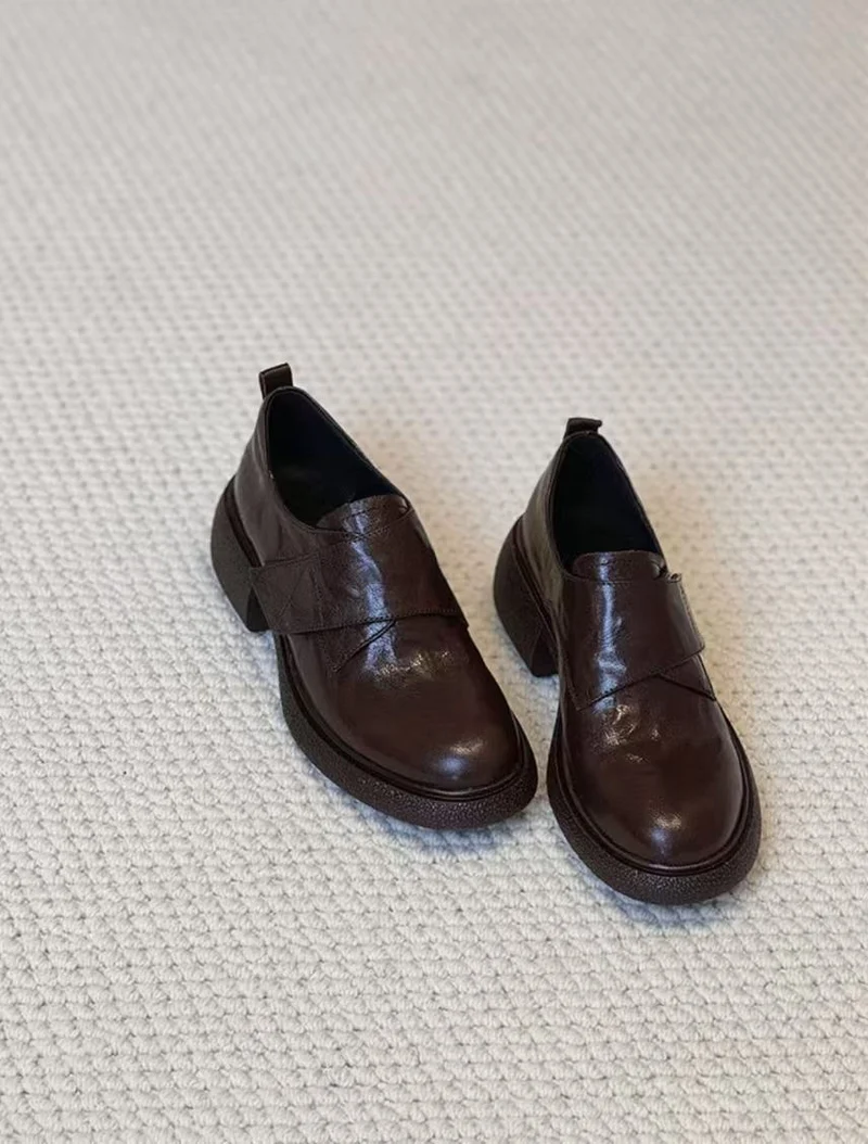 Damen Chunky Loafer mit Plateau-Blockabsatz und verstellbarem Klettriemen Nord Taschen