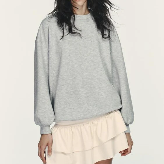 Damen Sweatshirt‑Kleid mit Stufenvolants und lockerem Oversize‑Schnitt Nord Taschen