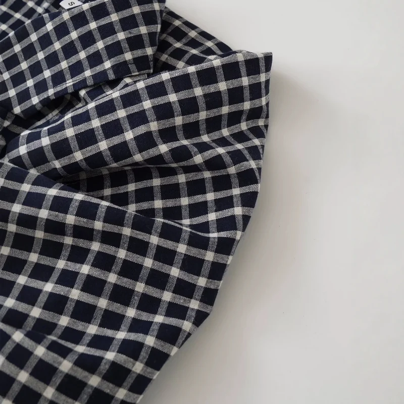 Damen Oversize kariertes Hemd mit abgerundetem Saum Nord Taschen