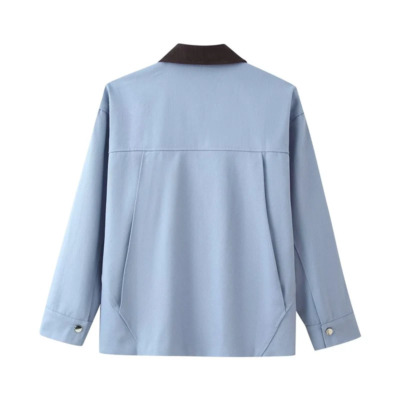Damen Oversized Utility-Übergangsjacke im Shacket-Stil mit Cordkragen Nord Taschen