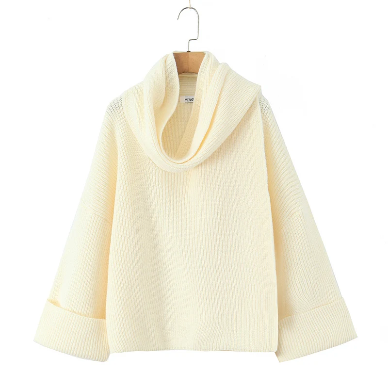 Damen Oversized Rollkragen‑Strickpullover mit Rippstruktur Nord Taschen