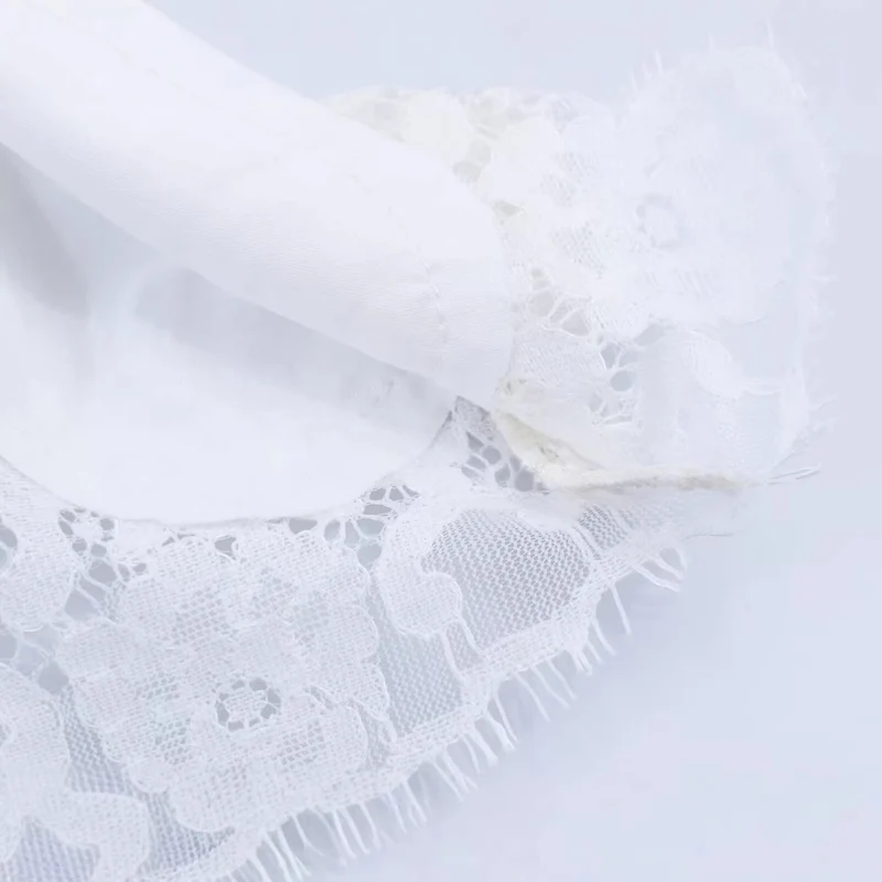 Damen Langes Relaxed‑Shirt mit Rundhals und Spitzenbesatz am Saum Nord Taschen