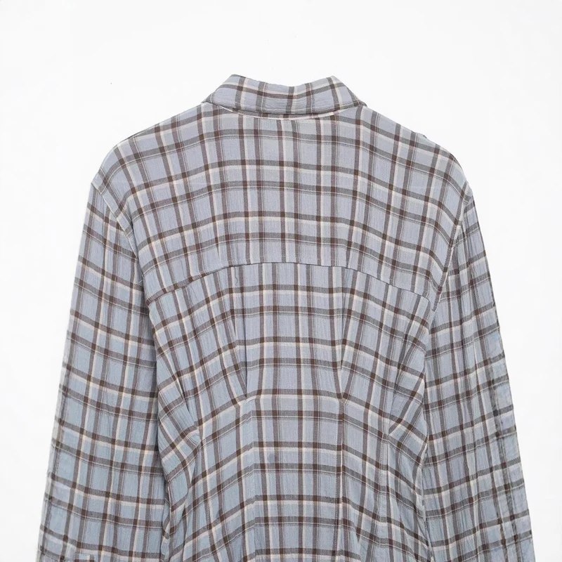 Damen Langes kariertes Hemdkleid mit durchgehender Knopfleiste und A‑Linien‑Silhouette Nord Taschen