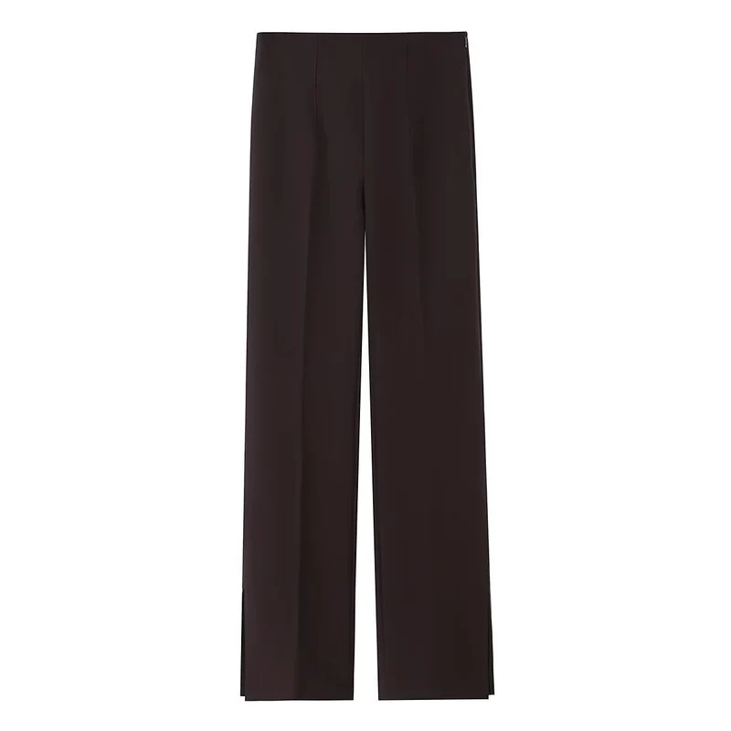 Damen Weite High‑Waist‑Hose mit Bundfalte und seitlichen Beinschlitzen Nord Taschen