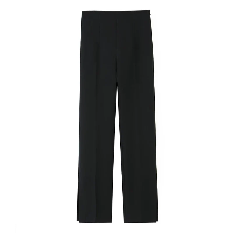 Damen Weite High‑Waist‑Hose mit Bundfalte und seitlichen Beinschlitzen Nord Taschen