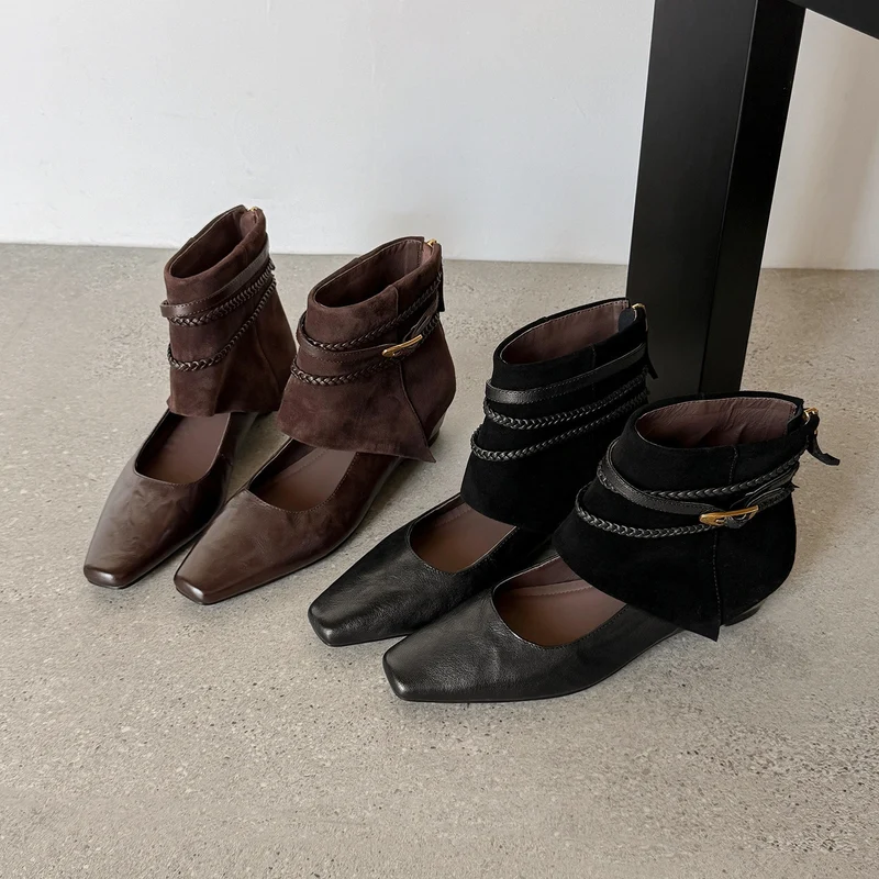 Damen Ankle‑Slipper mit umschlagbarem Velours‑Schaft und geflochtenen Zierriemen Nord Taschen