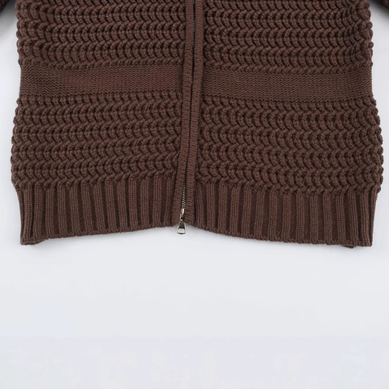 Damen Strickjacke mit durchgehendem Reißverschluss und kuscheligem Kunstpelzkragen Nord Taschen