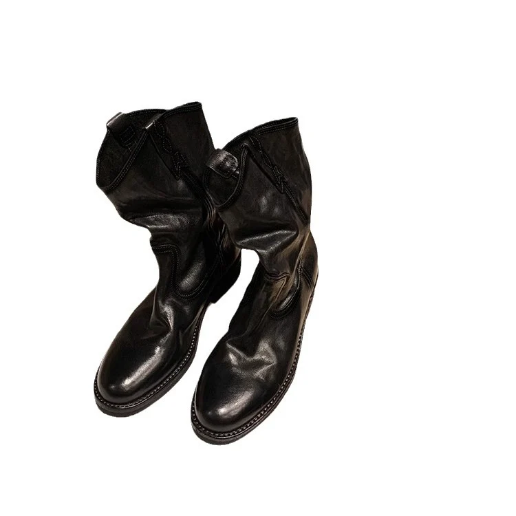 Damen lässige Cowboystiefel aus echtem Glattleder mit weichem, geschlitztem Schaft Nord Taschen