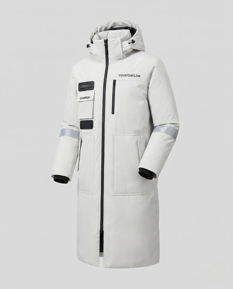 Herren längerer wasserdichter thermischer Parka mit Kapuze und reflektierenden Akzenten Nord Taschen