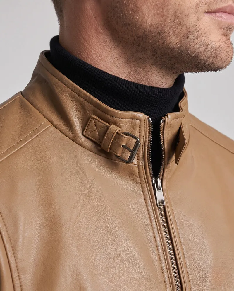 Herren Lederlook Blouson mit Stehkragen und Reißverschluss Nord Taschen